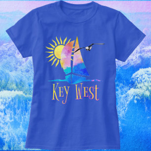 Florida Key West Waterverf Zeilboot en Sunshine T-shirt