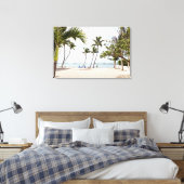 Florida Keys Beach met palmbomen en stoelen Canvas Afdruk (Insitu (Slaapkamer))