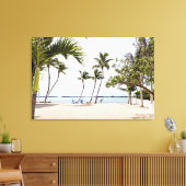 Florida Keys Beach met palmbomen en stoelen Canvas Afdruk (Insitu (Woonkamer))