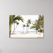 Florida Keys Beach met palmbomen en stoelen Canvas Afdruk (Voorkant)