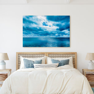 Florida Keys Deep Blue Ocean Cloudy Sky Scene Canvas Afdruk