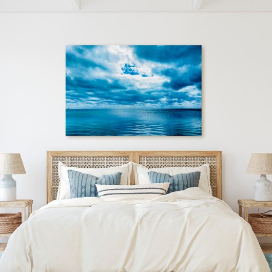 Florida Keys Deep Blue Ocean Cloudy Sky Scene Canvas Afdruk