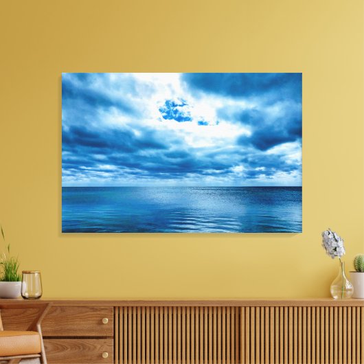 Florida Keys Deep Blue Ocean Cloudy Sky Scene Canvas Afdruk (Insitu (Woonkamer))