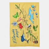 Florida Keys Kaart Keukenhanddoek (Verticaal)