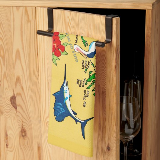 Florida Keys Kaart Keukenhanddoek (Derde Gevouwen)