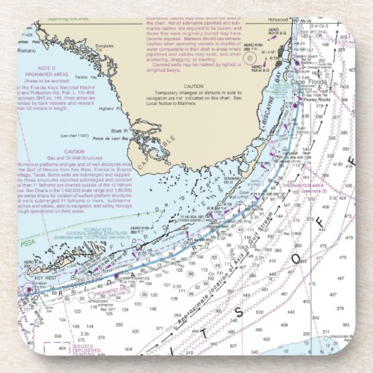 Florida Keys Kaart Onderzetters (Voorkant)