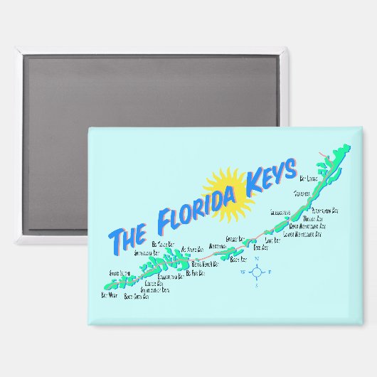 Florida Keys Kaart retro stijl illustratie Magneet (Voorkant / Achterkant)