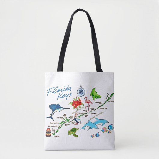 Florida Keys Kaart Schouder Tote Bag (Voorkant)