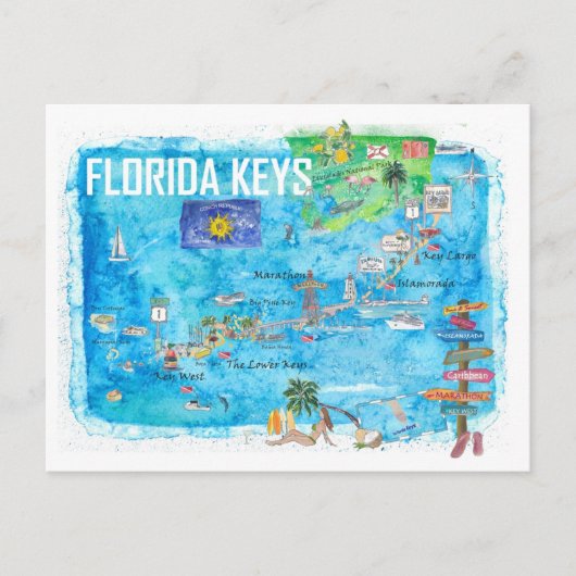 Florida Keys Key West Marathon Key Largo Briefkaart (Voorkant)