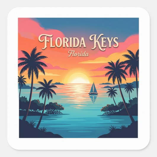 Florida Keys Key West Vierkante Sticker (Voorkant)
