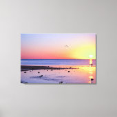 Florida Keys Key West Zonsondergang met Zeemeeuw Canvas Afdruk (Voorkant)