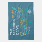 Florida Keys lollige kaart van de eilanden Theedoek (Verticaal)