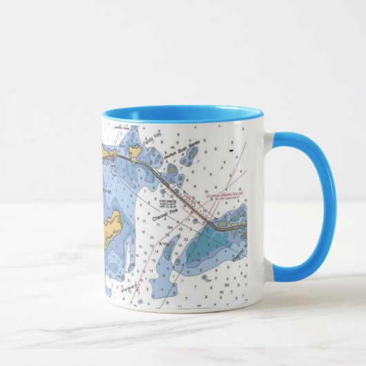 Florida Keys, Long Key Nautical Chart Coffee Mok (Rechts)