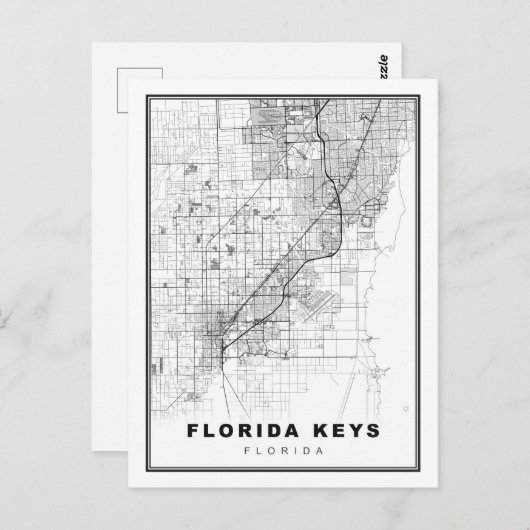 Florida Keys Map Briefkaart (Voorkant / Achterkant)