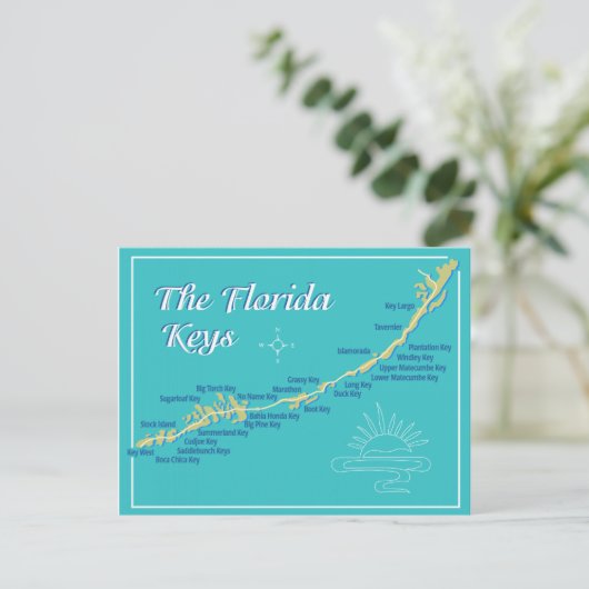 Florida Keys Map Briefkaart (Staand voorkant)