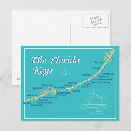 Florida Keys Map Briefkaart (Voorkant / Achterkant)