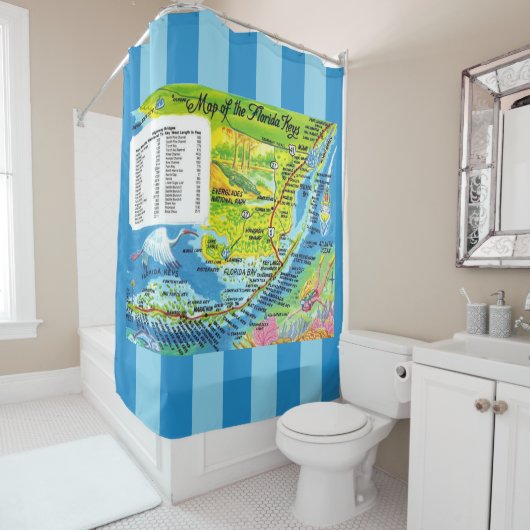 Florida Keys Map Douchegordijn (In situ)