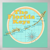 Florida Keys Map illustratie Poster (Voorkant)