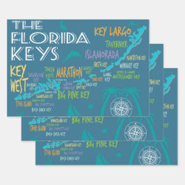 Florida Keys Map met Island Names Inpakpapier Vel
