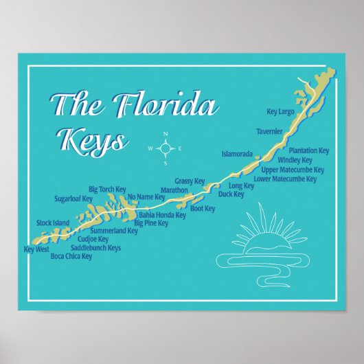 Florida Keys Map Poster (Voorkant)