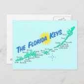Florida Keys Map retro illustratie Briefkaart (Voorkant / Achterkant)