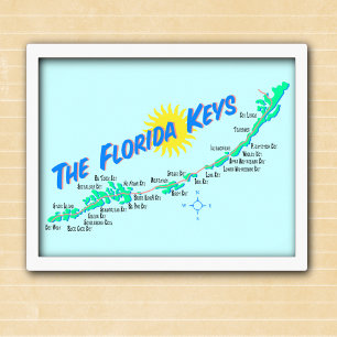 Florida Keys Map retro illustratie Poster