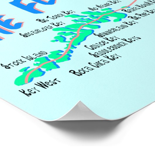 Florida Keys Map retro illustratie Poster (Hoek)