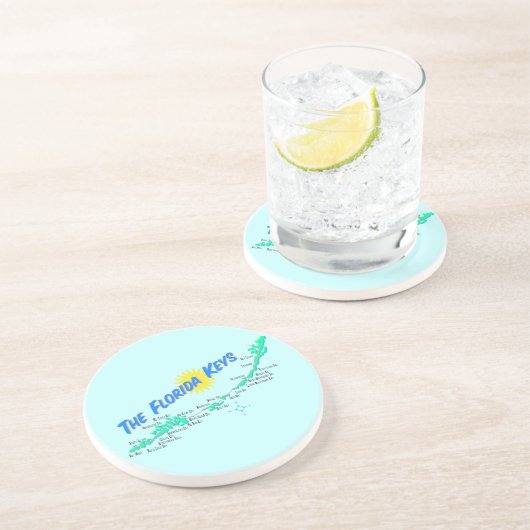 Florida Keys Map retro illustratie Zandsteen Onderzetter (Zijkant)