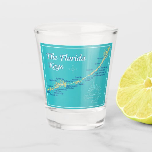 Florida Keys Map Shot Glas (Voorkant)