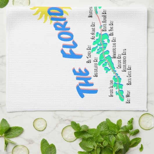 Florida Keys Map Theedoek (Gevouwen)