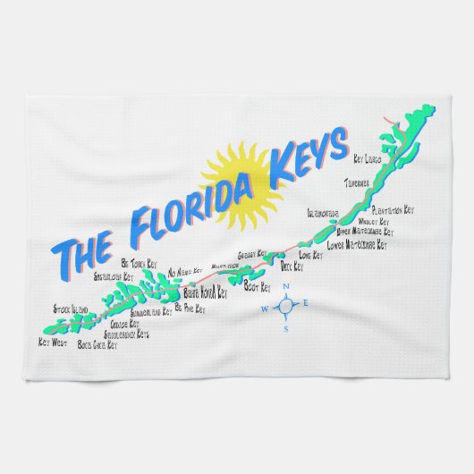 Florida Keys Map Theedoek (Horizontaal)