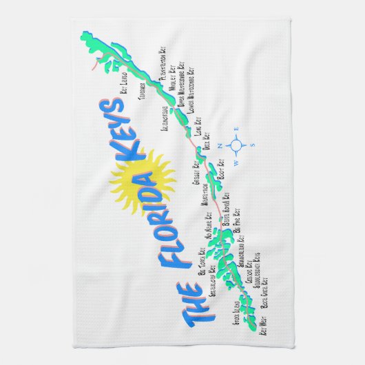 Florida Keys Map Theedoek (Verticaal)