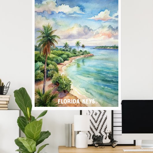Florida Keys National Park Waterverf Schilderij Poster (Thuiskantoor)