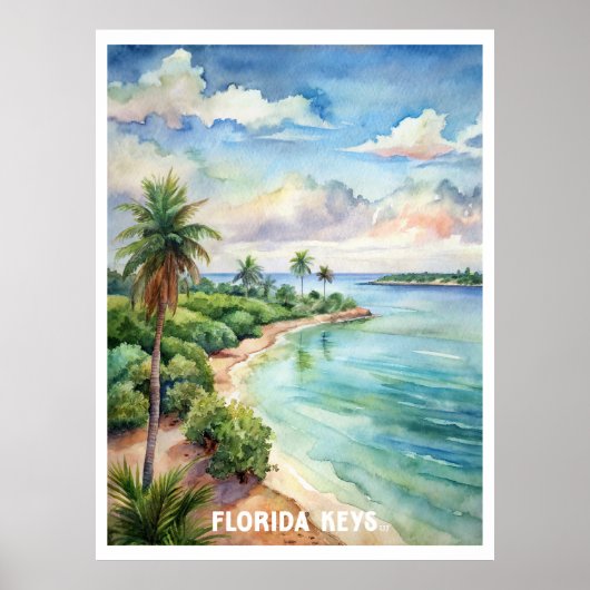 Florida Keys National Park Waterverf Schilderij Poster (Voorkant)