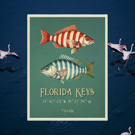 Florida Keys nautische gestreepte vis Briefkaart