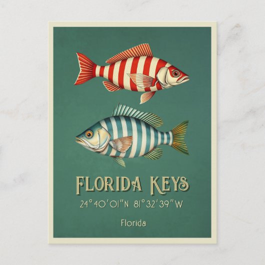 Florida Keys nautische gestreepte vis Briefkaart (Voorkant)