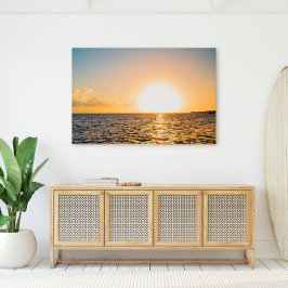 Florida Keys Ocean Sunset Golden Glow Canvas Afdruk