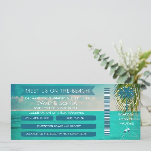 Florida Keys op het strand bruiloft-instappas Kaart (Staand voorkant)