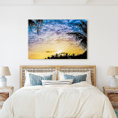 Florida Keys Palm Tree Sunset Sky Scene Canvas Afdruk