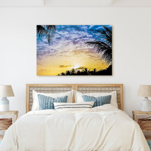 Florida Keys Palm Tree Sunset Sky Scene Canvas Afdruk