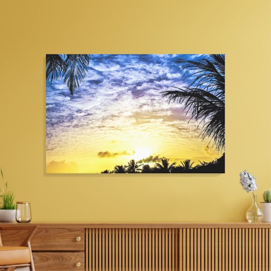 Florida Keys Palm Tree Sunset Sky Scene Canvas Afdruk (Insitu (Woonkamer))