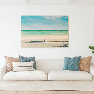 Florida Keys Pelican in de oceaan Canvas Afdruk