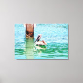 Florida Keys Pelican Ocean Dock Scene Canvas Afdruk (Voorkant)