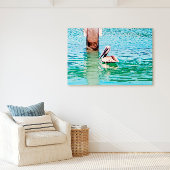 Florida Keys Pelican Ocean Dock Scene Canvas Afdruk