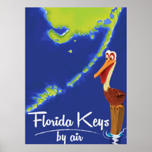 Florida Keys Pelican Vintage poster