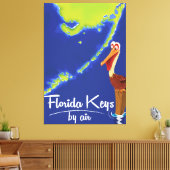 Florida Keys Pelican Vintage poster Canvas Afdruk (Insitu (Woonkamer))
