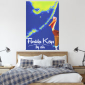 Florida Keys Pelican Vintage poster Canvas Afdruk (Insitu (Slaapkamer))