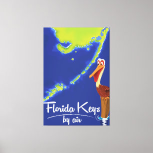 Florida Keys Pelican Vintage poster Canvas Afdruk