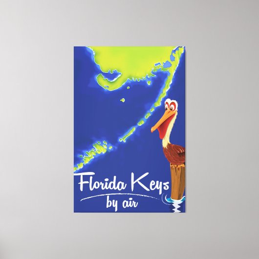 Florida Keys Pelican Vintage poster Canvas Afdruk (Voorkant)