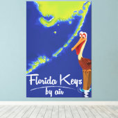 Florida Keys Pelikaan Vintage reisposter Canvas Afdruk (Insitu (Houten vloer))